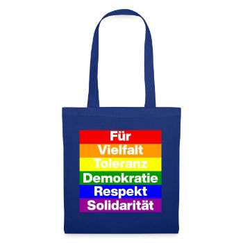 VIELFALT TOLERANZ DEMOKRATIE RESPEKT SOLIDARITÄT - Stoffbeutel - Royalblau - Vorne