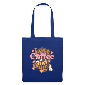 Love Coffee and Pugs - Pug Owner Gift - Tote Bag - royal blue - Front