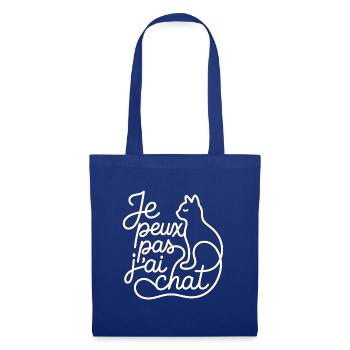 Je peux pas, j'ai chat - Sac en tissu - bleu royal - Devant