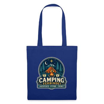 Camping verbindet – Lagerfeuer Sterne Freiheit - Stoffbeutel - Royalblau - Vorne