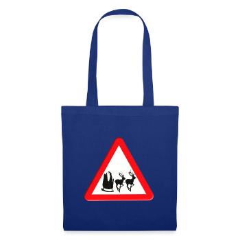 Road sign warning for Father Christmas ahead.  - Tote Bag - royal blue - Front