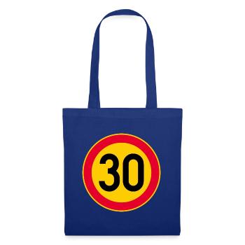 Panneau de limite de vitesse 30 anniversaire - Sac en tissu - bleu royal - Devant