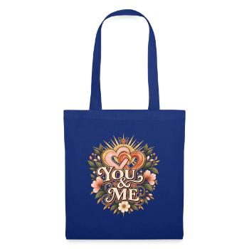 You & Me – Verbundene Herzen - Stoffbeutel - Royalblau - Vorne