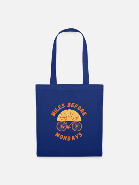 Miles Before Mondays – Vintage Fahrrad Motiv - Stoffbeutel - Royalblau