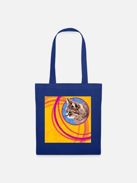 Katzengesicht Pop Art Kreis - Stoffbeutel - Royalblau