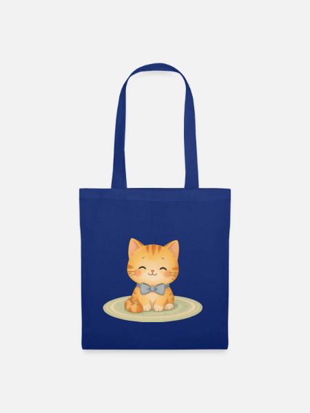 Katze blau - Stoffbeutel - Royalblau