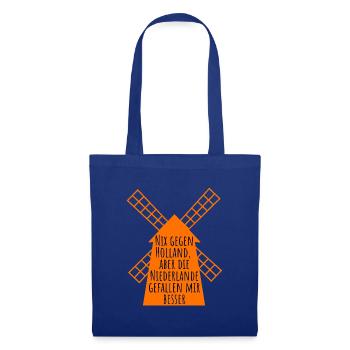 URLAUB HOLLAND, URLAUB NIEDERLANDE, FAN, ORANJE  - Stoffbeutel - Royalblau - Vorne