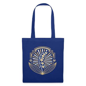Art Deco Goldlilienbogen - Stoffbeutel - Royalblau - Vorne