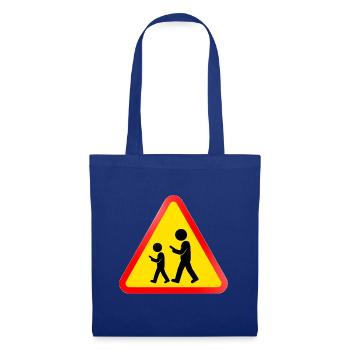 Warnschild – Smartphone-Nutzer - Stoffbeutel - Royalblau - Vorne