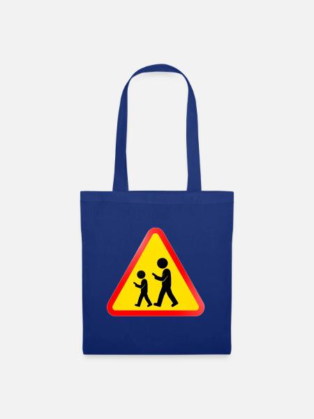 Warnschild – Smartphone-Nutzer - Stoffbeutel - Royalblau