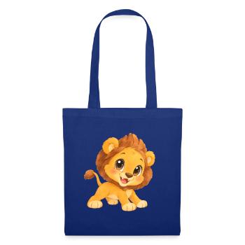 Löwe – niedliches Löwenkind - Stoffbeutel - Royalblau - Vorne