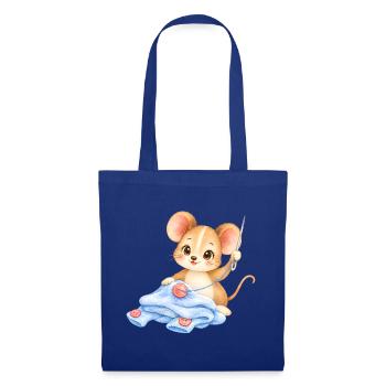 Maus - Nähmaus im Wolltraum - Stoffbeutel - Royalblau - Vorne