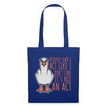 Act like I don't care It's not an act Finger Möwe - Stoffbeutel - Royalblau - Vorne