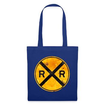 Bahnübergangsschild – Zugliebhaber Eisenbahnfan Geschenk - Stoffbeutel - Royalblau - Vorne
