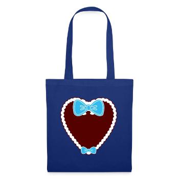Lebkuchenherz Schleife - Stoffbeutel - Royalblau - Vorne