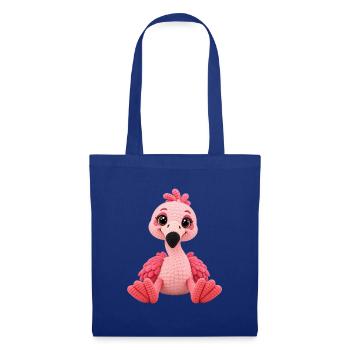 Kuschelig Pink Flamingo Plüschfigur - Stoffbeutel - Royalblau - Vorne