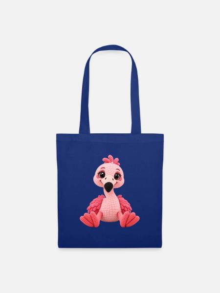 Kuschelig Pink Flamingo Plüschfigur - Stoffbeutel - Royalblau