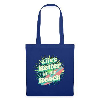 Lifes Better At The Beach Surfen Sommer Strand - Stoffbeutel - Royalblau - Vorne