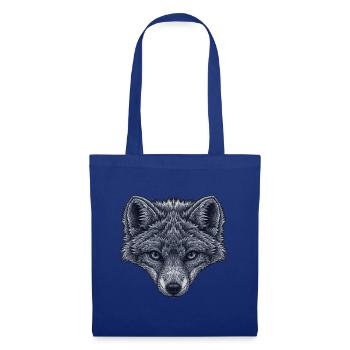 graues polarfuchs gesicht, Linienkunst Schwarzweiß - Stoffbeutel - Royalblau - Vorne