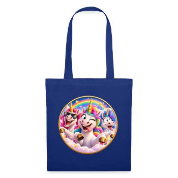 Festliche Regenbogeneinhörner - Stoffbeutel - Royalblau - Vorne