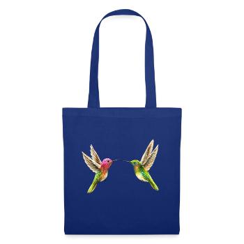 Zwei Kolibris (handpainted) - Stoffbeutel - Royalblau - Vorne