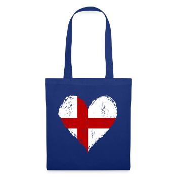England Herzflagge Grunge - Stoffbeutel - Royalblau - Vorne