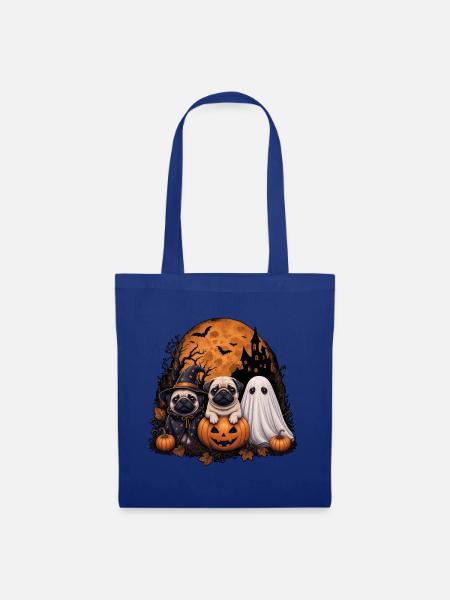 Mops Halloween - Stoffbeutel - Royalblau