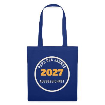 Papa des Jahres 2027 Siegel Geschenk Vatertag - Stoffbeutel - Royalblau - Vorne