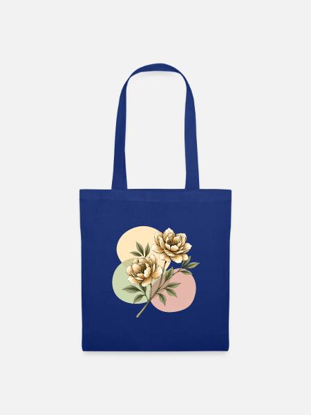 Pastellblüten Illustration - Stoffbeutel - Royalblau