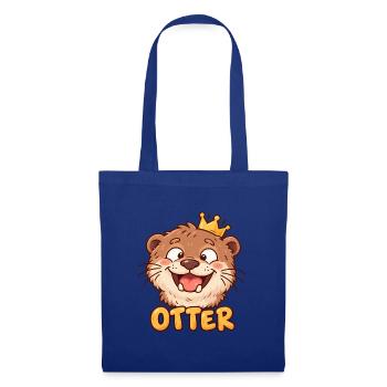 OTTER – Lustiger Otter mit Krone - Stoffbeutel - Royalblau - Vorne