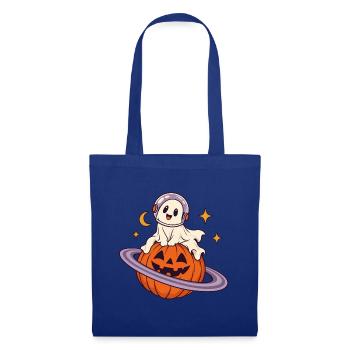 Astronaut auf Halloween-Kürbis - Stoffbeutel - Royalblau - Vorne