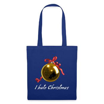 I hate Christmas - Kaputte Christbaumkugel Gold - Stoffbeutel - Royalblau - Vorne