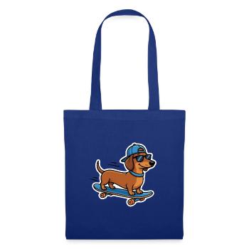 Cooler Dackel Skateboard Hund Skater T-Shirt - Stoffbeutel - Royalblau - Vorne