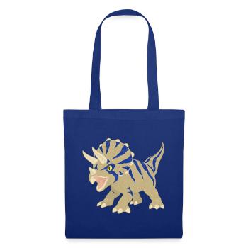 Blau gestreifter Triceratops Print - Stoffbeutel - Royalblau - Vorne