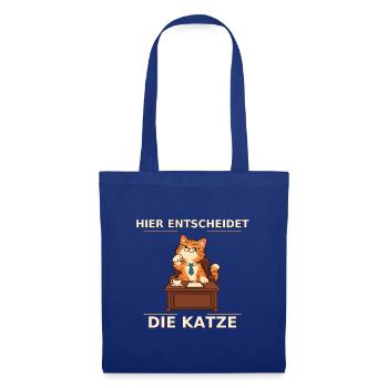 Hier Entscheidet Die Katze - Stoffbeutel - Royalblau - Vorne
