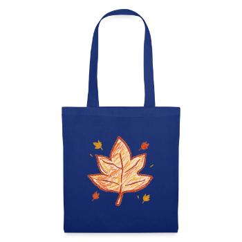Herbst-Ahornblatt – Warme Herbstfarben - Stoffbeutel - Royalblau - Vorne