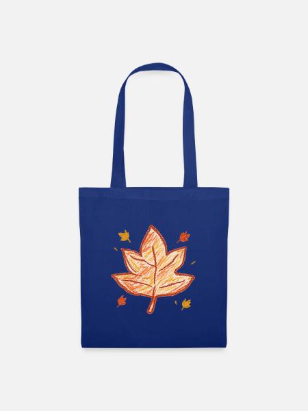 Herbst-Ahornblatt – Warme Herbstfarben - Stoffbeutel - Royalblau