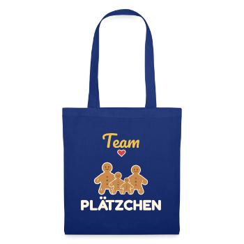Team Plätzchen – Familien Weihnachtsoutfit - Stoffbeutel - Royalblau - Vorne