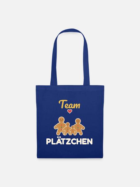 Team Plätzchen – Familien Weihnachtsoutfit - Stoffbeutel - Royalblau