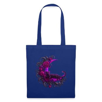 Mondrose Katze im violetten Mond - Stoffbeutel - Royalblau - Vorne