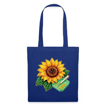 Diamond Painting Motiv - Funkelnde Sonnenblume - Stoffbeutel - Royalblau - Vorne