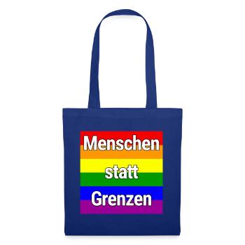 MENSCHEN STATT GRENZEN REGENBOGEN STATEMENT - Stoffbeutel - Royalblau - Vorne