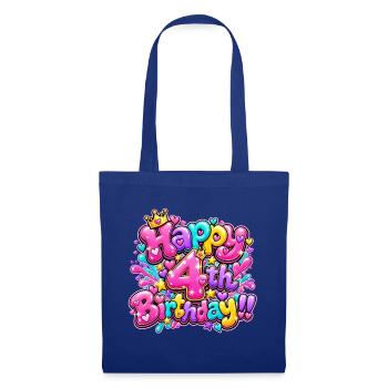 Herzlichen Glückwunsch zum 4. Geburtstag Pink Graffiti Girl Party T-Shirt - Stoffbeutel - Royalblau - Vorne