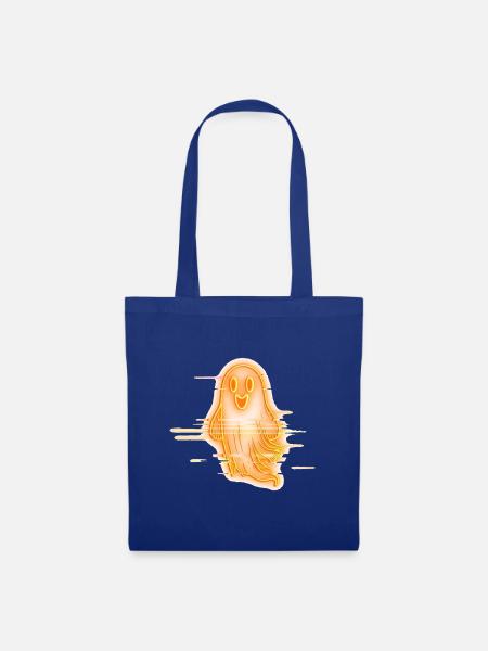 Cyber Geist – Orange Neon Glitch - Stoffbeutel - Royalblau