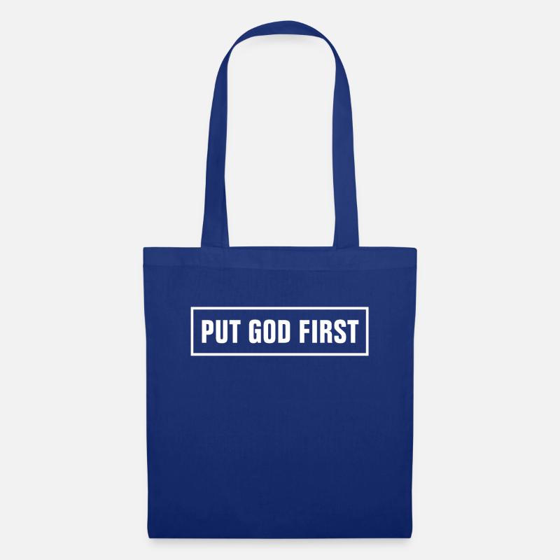 PUT GOD FIRST - Christian - Stoffbeutel - Royalblau