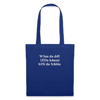 Intelligent - Lustiger Spruch - Stoffbeutel - Royalblau - Vorne