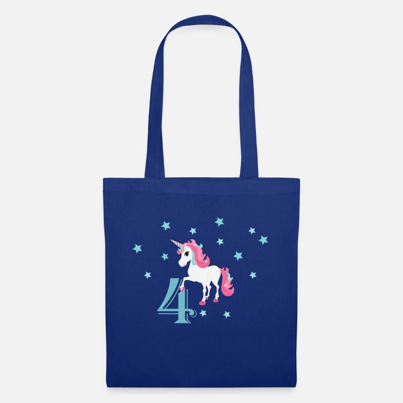 Geburtstagsshirt 4 Jahre Einhorn Mädchen Geschenk - Stoffbeutel - Royalblau
