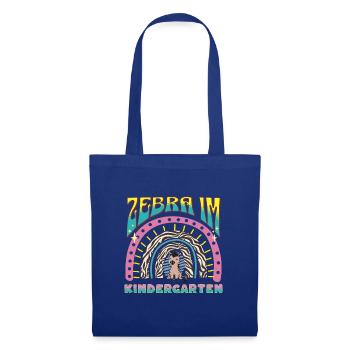 Zebra im Kindergarten Regenbogen Streife Design DE - Stoffbeutel - Royalblau - Vorne