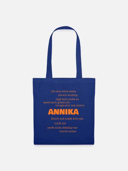 Annika als Spruch - Stoffbeutel - Royalblau