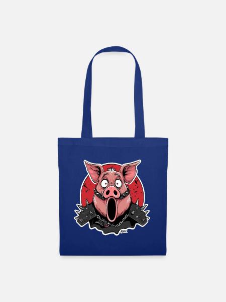 Punk Pig Screams-Aufkleber - Stoffbeutel - Royalblau